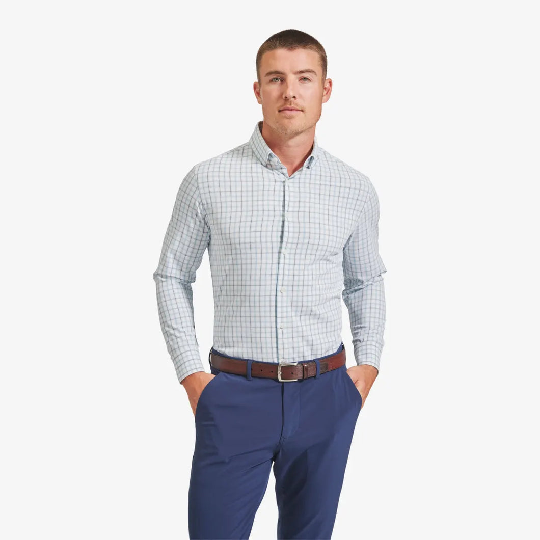 Leeward Dress Shirt - White Blue Windowpane | Mizzen+Main