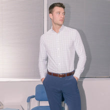 Load image into Gallery viewer, Leeward Dress Shirt - White Blue Windowpane | Mizzen+Main
