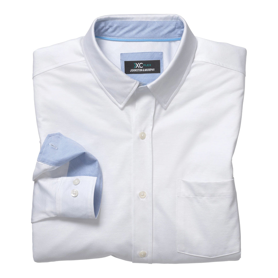 Johnston & Murphy XC Flex™ Stretch Cotton Shirt - White Solid