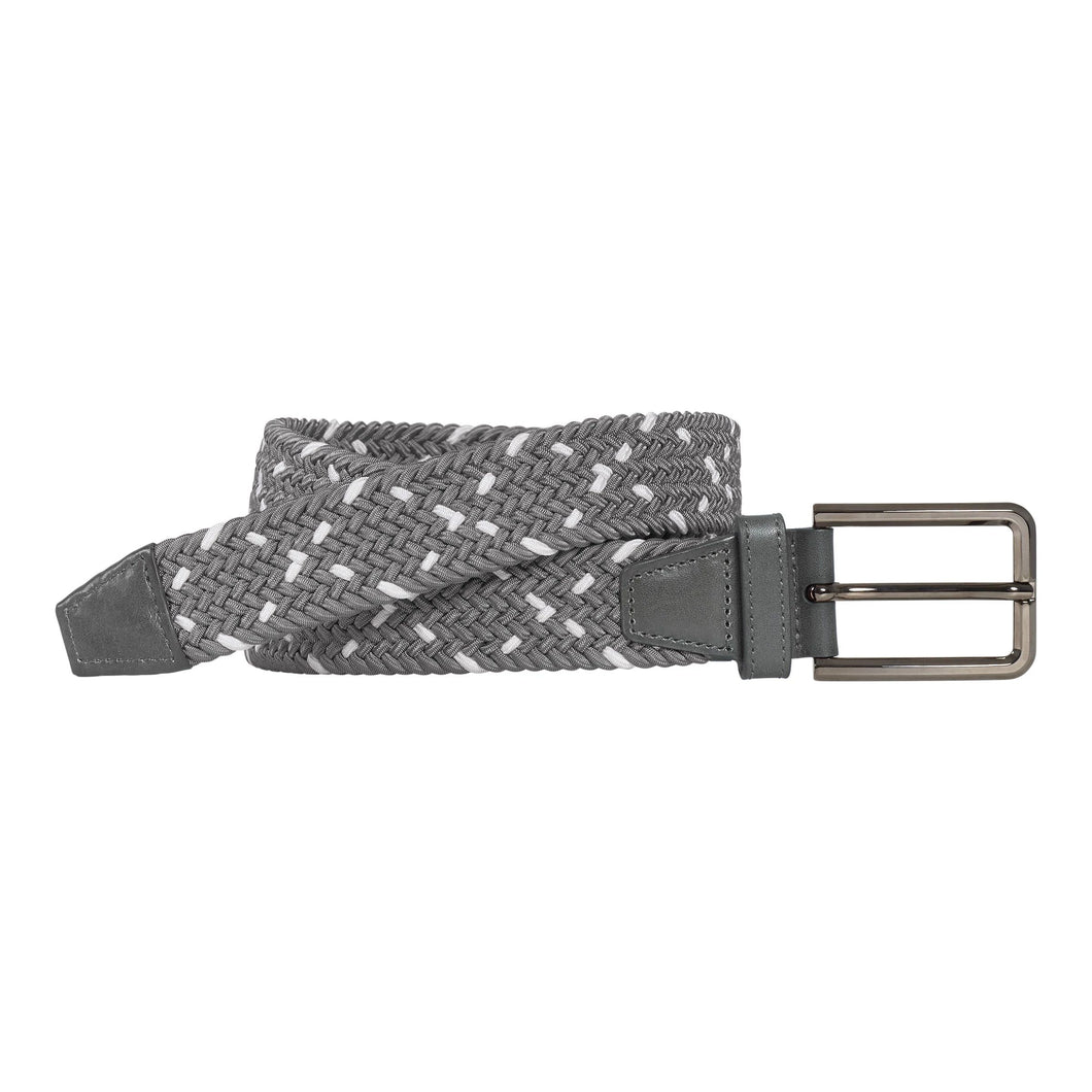 Woven Stretch Knit Belt - Gray/White | Johnston & Murphy