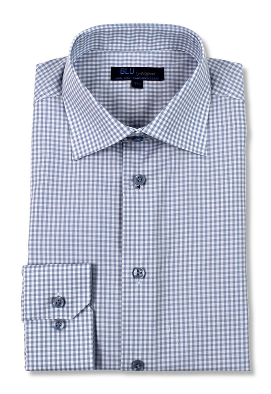 Blu by Polifroni Grey Check Dress Shirt