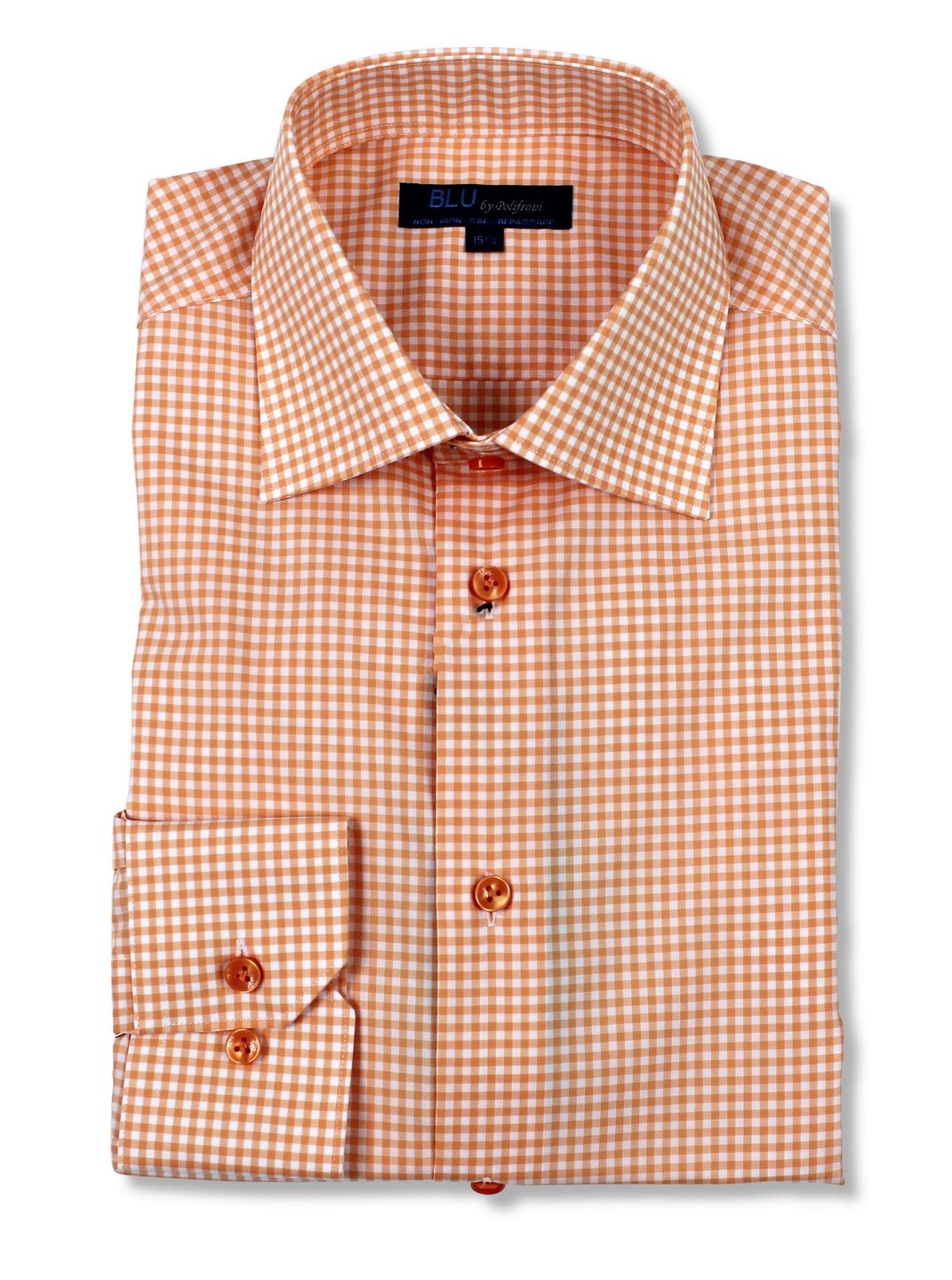 Blu by Polifroni Orange Check Dress Shirt