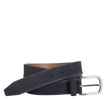 Johnston & Murphy Perfed Suede Belt - Navy