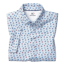 Load image into Gallery viewer, XC4 Performance Knit Button-Navy Skull Print | Johnston &amp; Murphy
