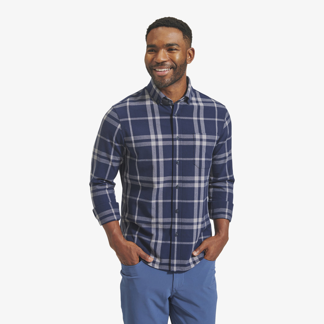 Mizzen+Main City Flannel - Navy/Gray Large Plaid