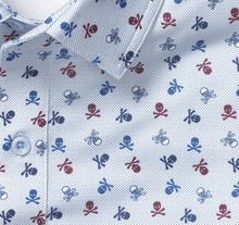 Load image into Gallery viewer, XC4 Performance Knit Button-Navy Skull Print | Johnston &amp; Murphy
