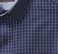 Load image into Gallery viewer, Long-Sleeve Dress Shirt -  Navy Twill Windowpane | Johnston &amp; Murphy
