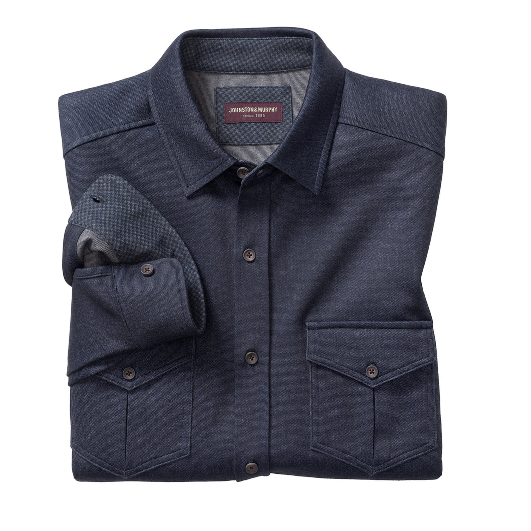 Button-Front Knit - Indigo | Johnston & Murphy