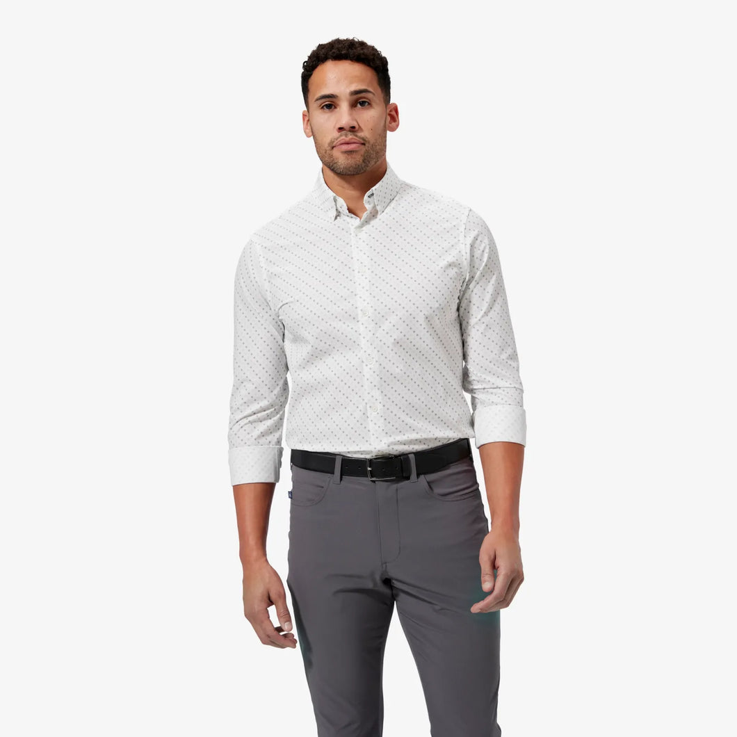 Leeward Dress Shirt - White/Blue Dot Geo Print | Mizzen+Main